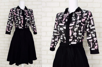 Rochie Camasa Neagra cu Pisici Roz