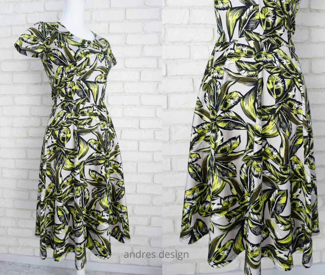 Rochie Midi Clos Frunze cu Buzunare (măsura S)
