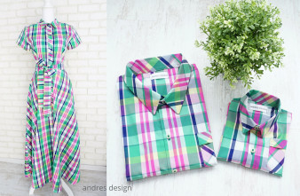 Rochie Lunga Mama si Camasi Tata Fiu Carouri Colorate