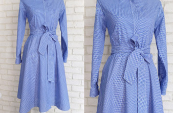 Rochie Camasa Albastru cu Alb