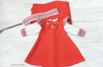 Rochita Fetite Rosie cu Motive Romanesti