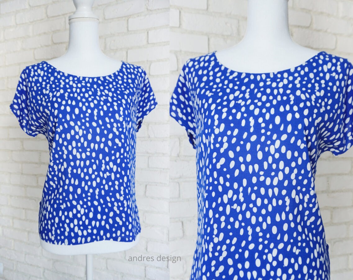 Bluza Lejera Albastră cu Buline Albe