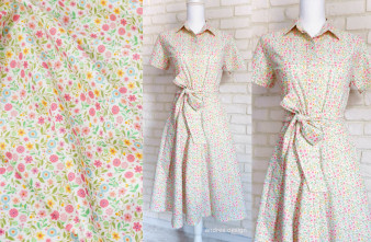 Rochie Camasa Flori Mici Vernil cu Roz
