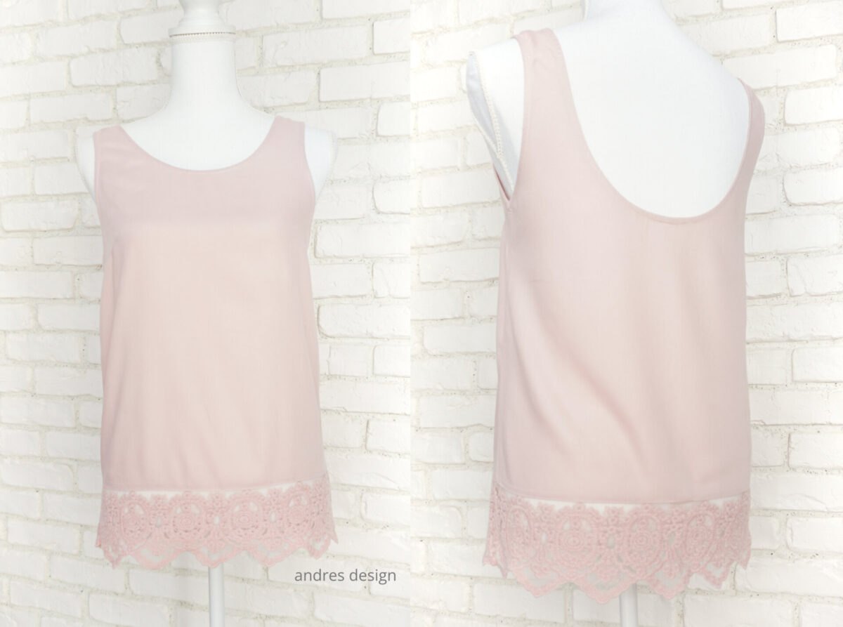 Bluza Fără Maneci Roz Prafuit cu Dantelă (masura S)