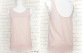 Bluza Fara Maneci Roz Prafuit cu Dantela (masura S)