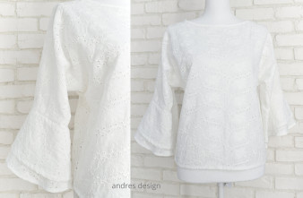Bluza Lejera Volane Panza Brodata Alba