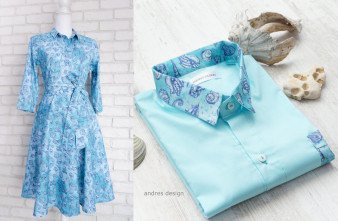 Set Haine Familie Turcoaz cu Imprimeu Marin