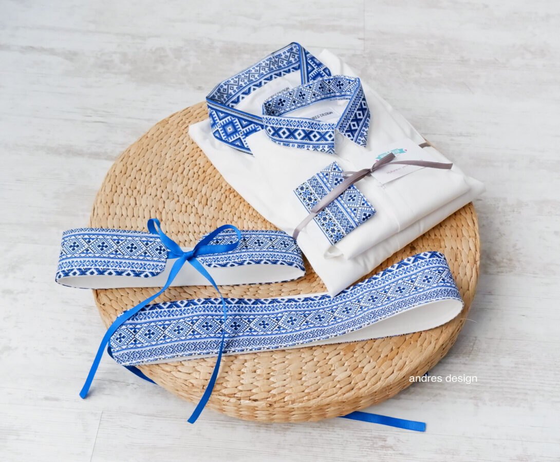 Brâuri Mama Fiica – motive românești albastre