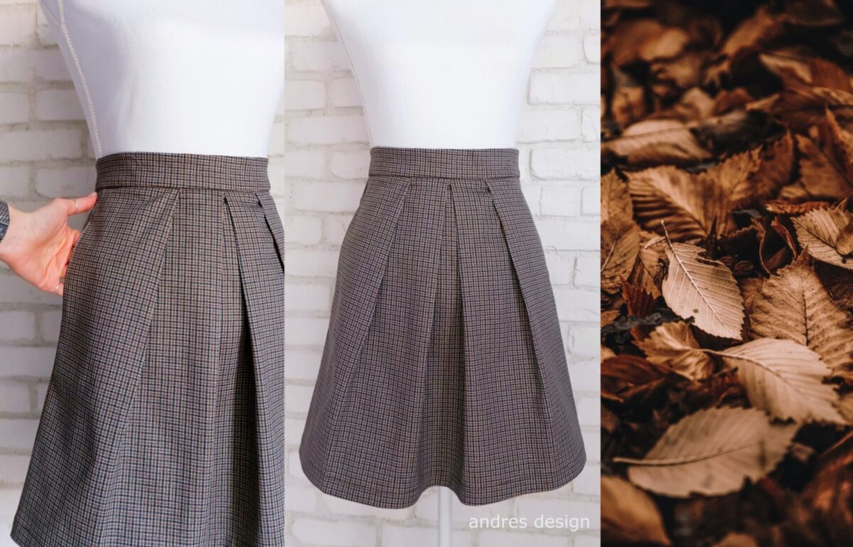 Costum Fustă și Sacou Carouri Maro – 3
