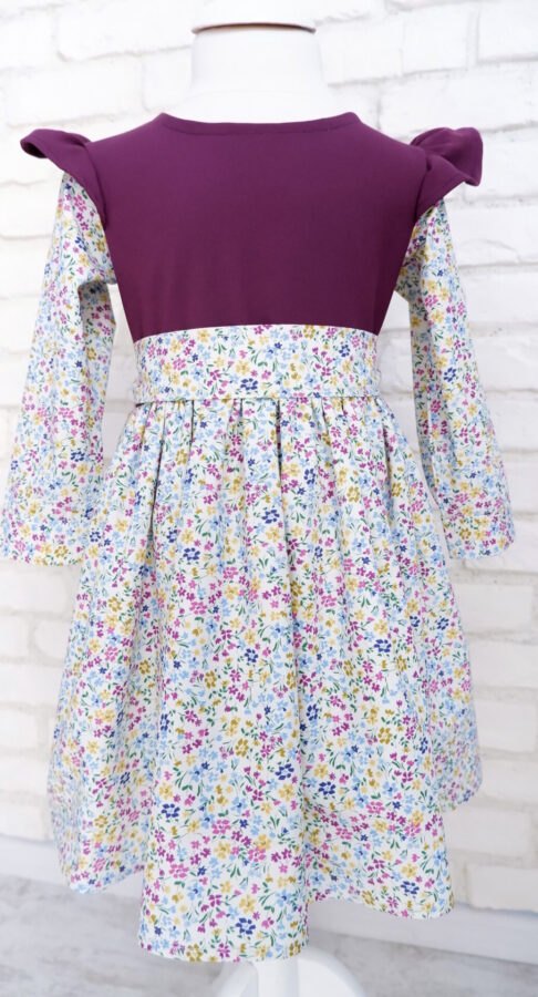 Rochiță Încrețită Fetite Mov cu Flori Colorate – 2