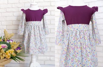 Rochita Incretita Fetite Mov cu Flori Colorate