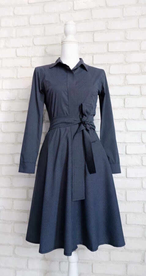 Rochie Cămașă Neagră cu Buline Mici – 2