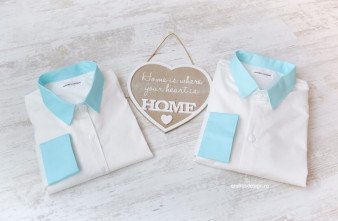 Camasi Cuplu Alb cu Turcoaz