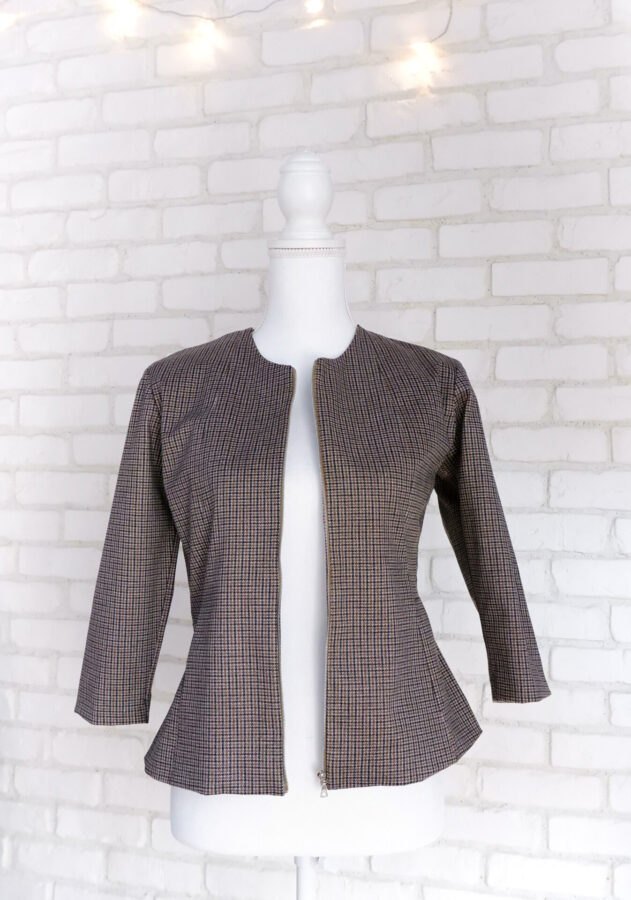 Costum Fustă și Sacou Carouri Maro – 2