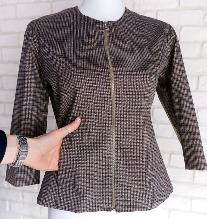 Costum Fustă și Sacou Carouri Maro – 1
