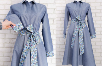 Rochie Camasa Jeans cu Flori