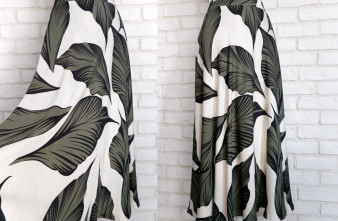 Fusta Vaporoasa Frunze Crem Kaki