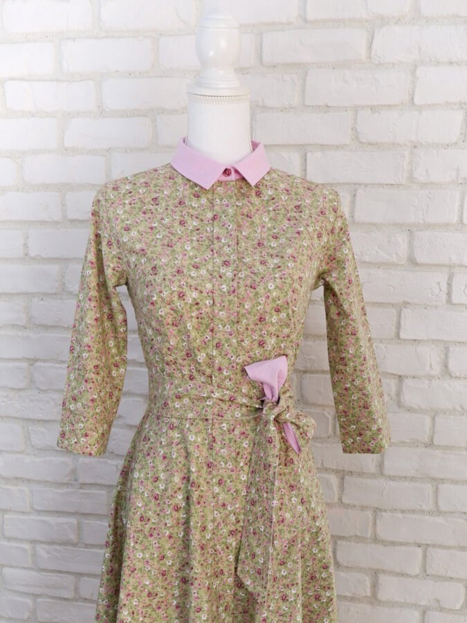 Rochie Cămașă Vernil cu Flori Mici Mov Lila – 2