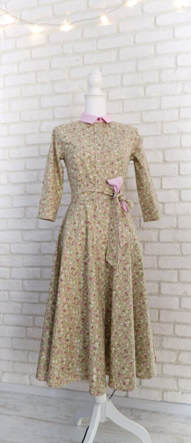 Rochie Cămașă Vernil cu Flori Mici Mov Lila – 1