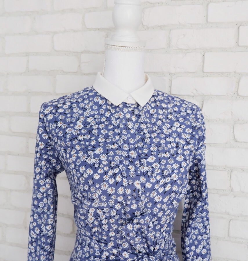 Rochie Cămașă Albastră cu Margarete Albe – 2