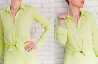 Camasa Dama Panza Topita Verde Neon