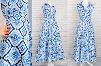 Rochie Camasa Lunga Albastru cu Alb