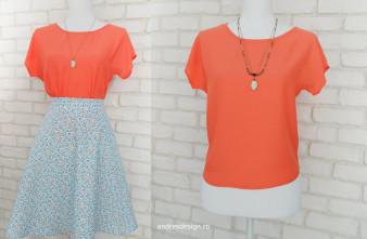 Bluza Eleganta Lejera Triplu Voal Portocaliu