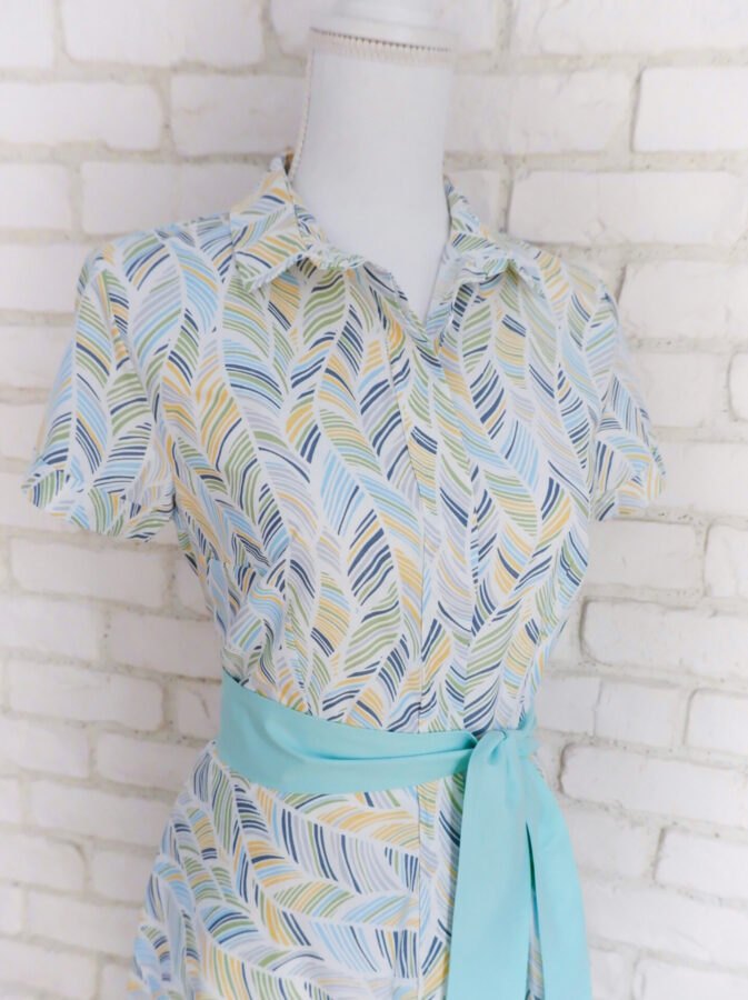 Rochie Cămașă Frunze Pastel – 2