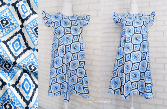 Rochie Gravide Panza Albastru cu Alb