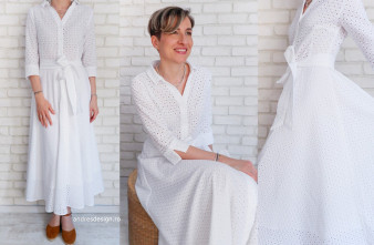 Rochie Lunga Eleganta Panza Brodata Alba