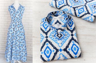 Rochie Mama si Camasi Tata Fiu Albastru cu Alb