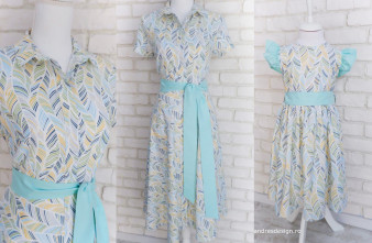 Rochii Mama Fiica Frunze Pastel