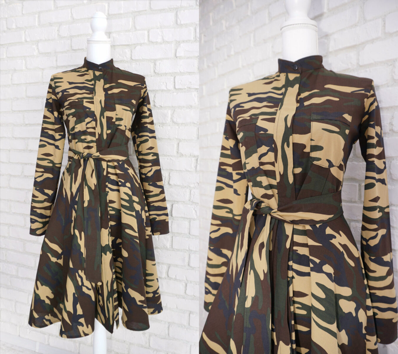 Rochie Camasa Army cu Guler Tunica