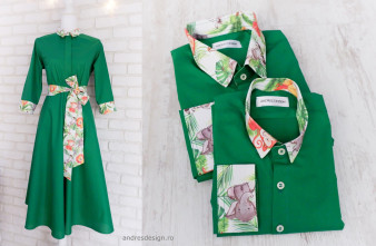 Set Haine Asortate Familie Verde cu Animale