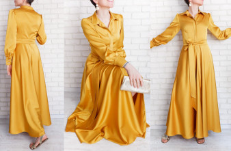 Rochie Lunga Eleganta Mustar Aurie