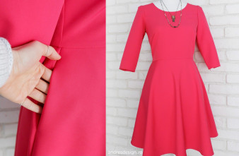 Rochie Clos Ciclam Corai cu Buzunare