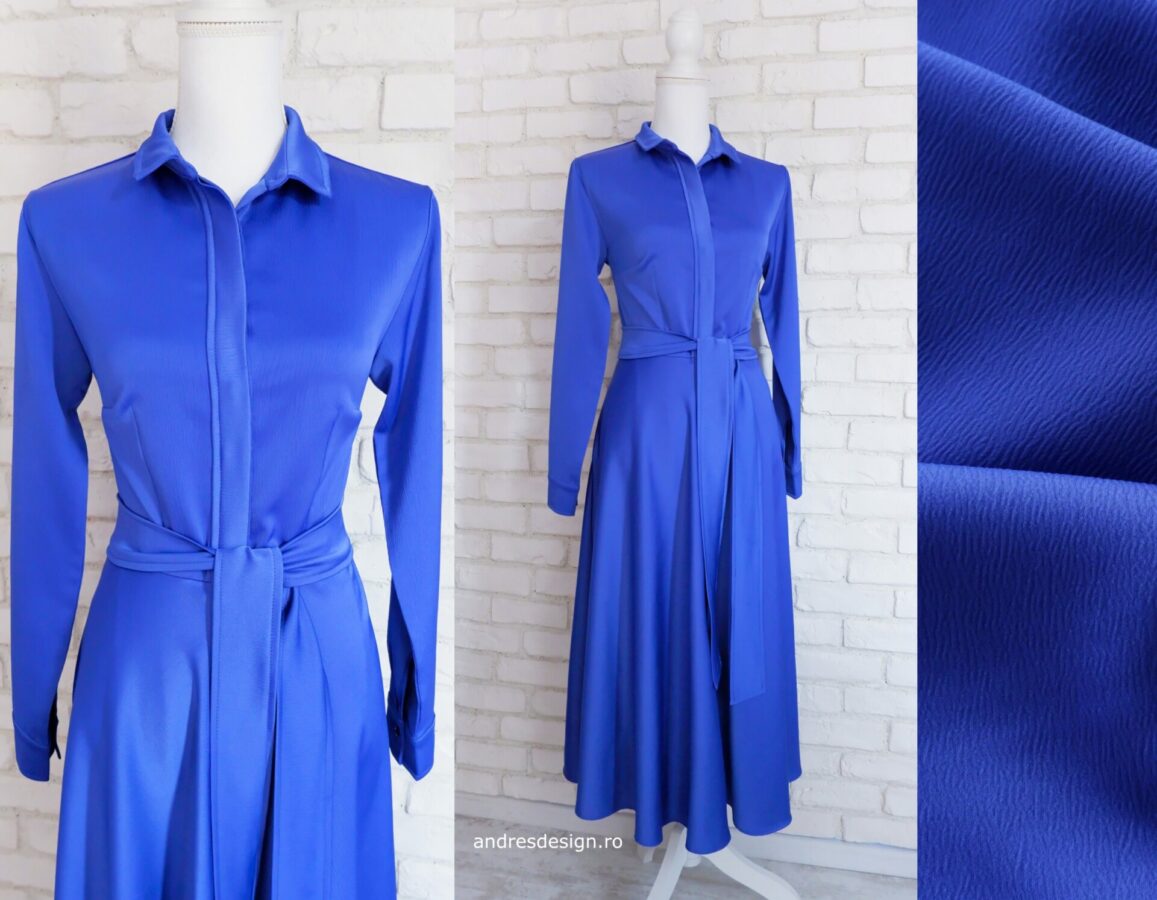 Rochie Cămașă Elegantă Albastră
