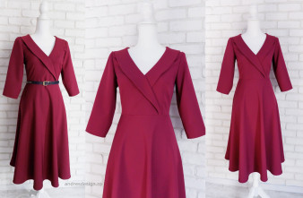 Rochie Clos Grena cu Guler Intors
