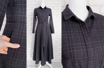 Rochie Lunga Stofa Lana Carouri Gri Inchis