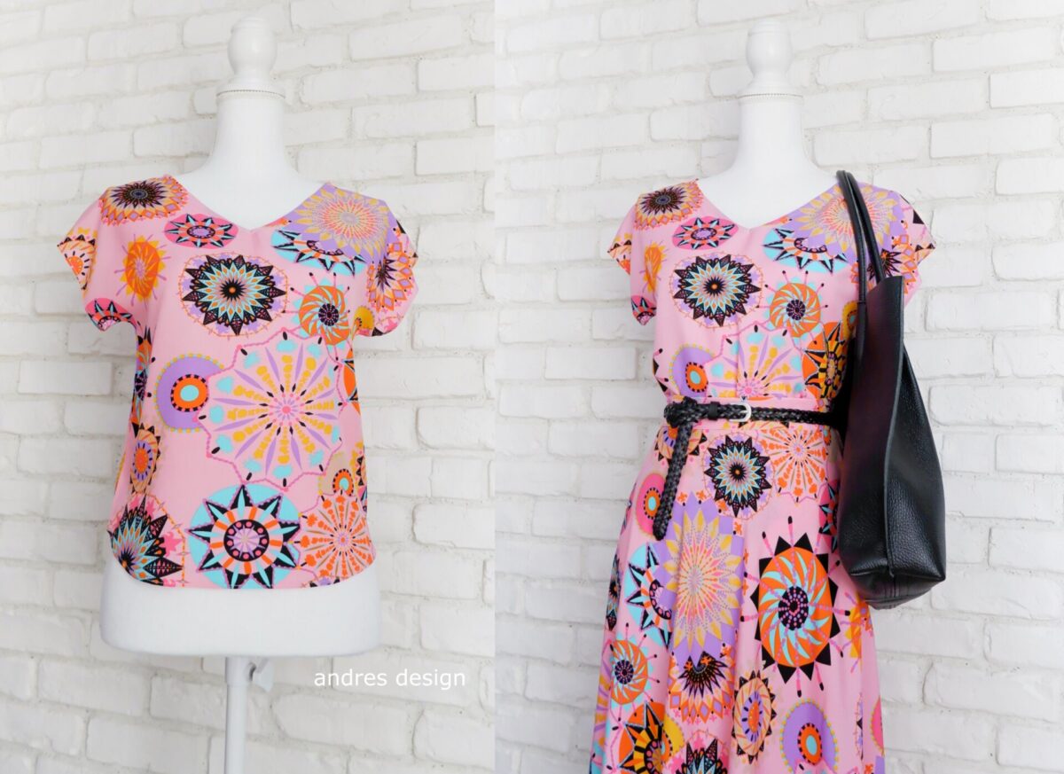 Bluză Vaporoasă Roz cu Print Multicolor