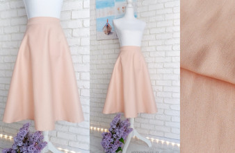 Fusta Clos Denim Roz Somon Sidefat