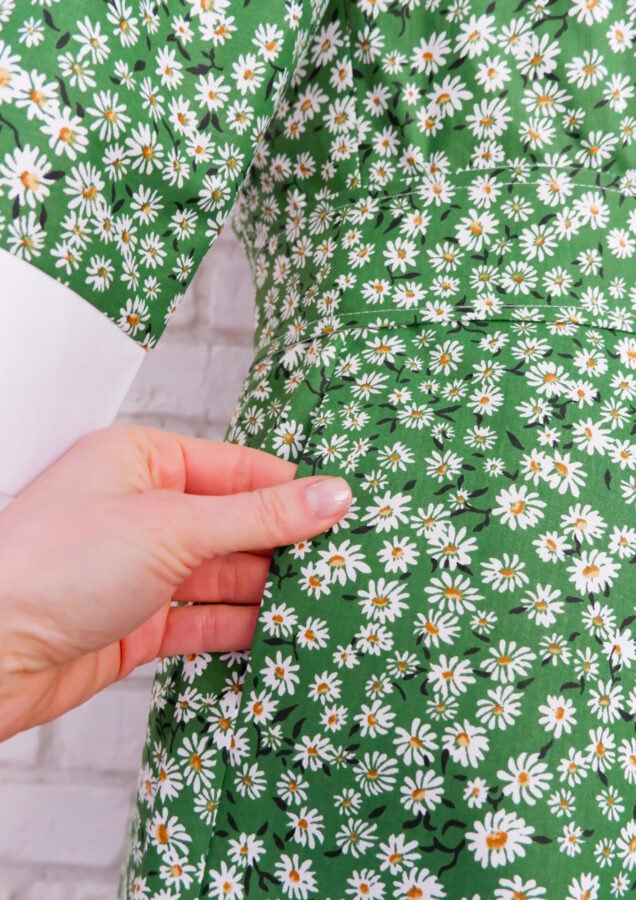 Rochie Cămașă Verde cu Margarete Albe – 4