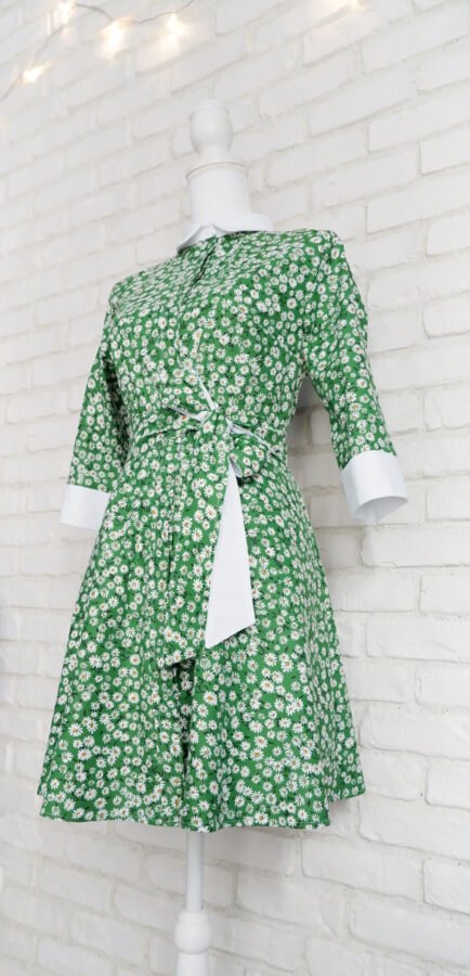 Rochie Cămașă Verde cu Margarete Albe – 2