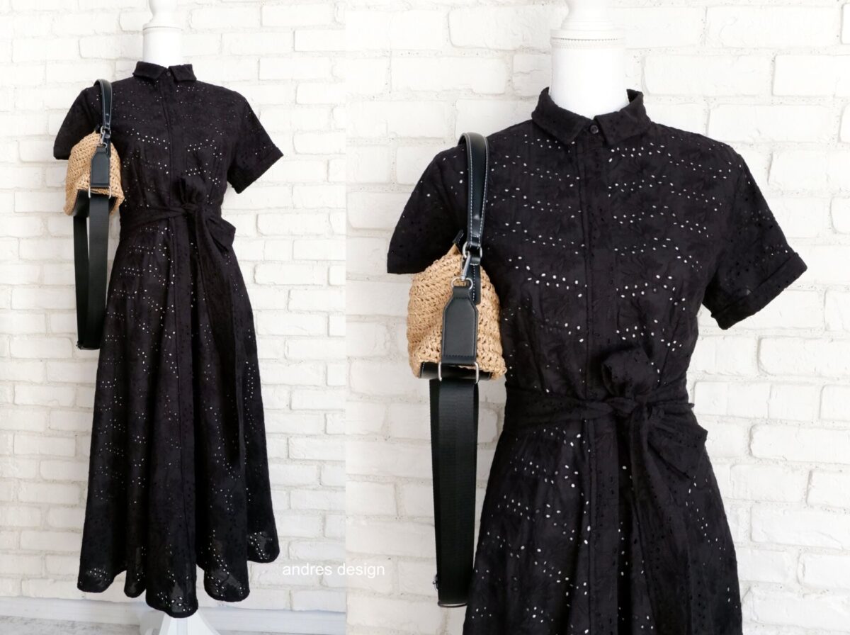 Rochie Cămașă Pânză Brodată Neagră