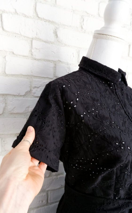 Rochie Cămașă Pânză Brodată Neagră – 4