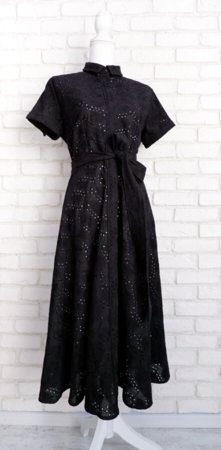 Rochie Cămașă Pânză Brodată Neagră – 2