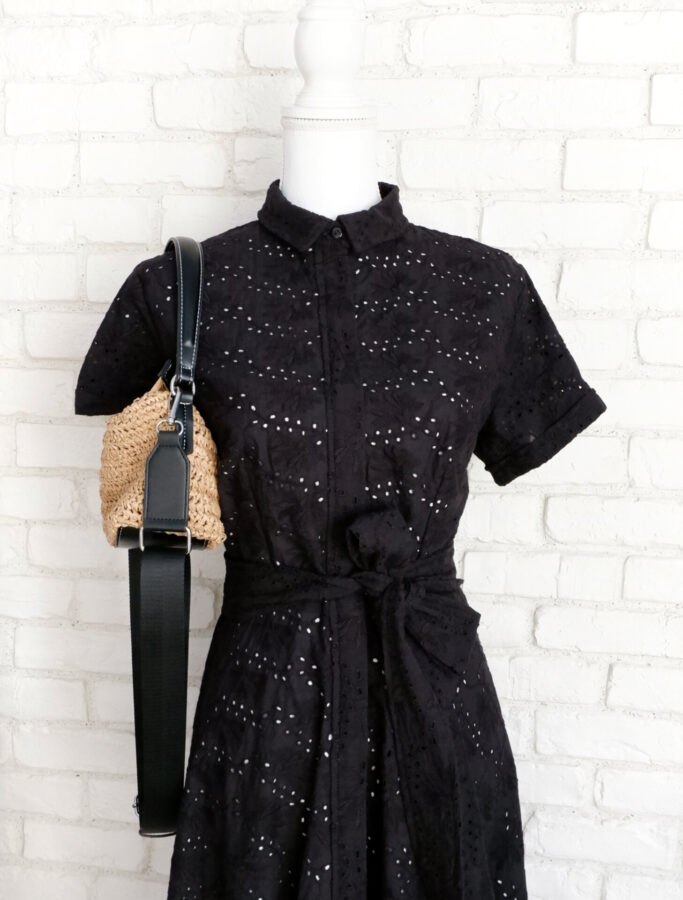Rochie Cămașă Pânză Brodată Neagră – 3