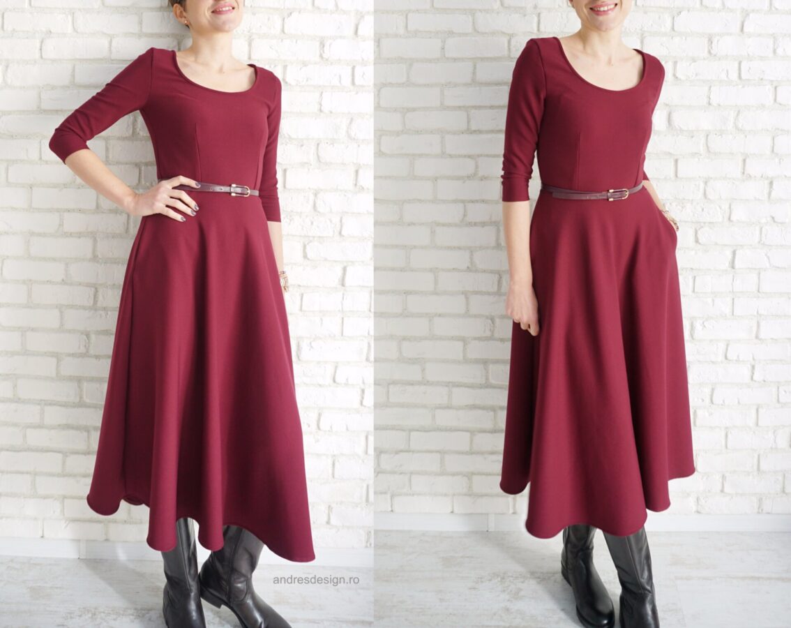 Rochie Clos Grena cu Buzunare (măsura XS, unicat)
