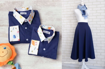 Set Haine Familie Bleumarin cu Desene Copii