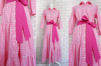 Rochie Camasa Lunga Volane Incretite Roz